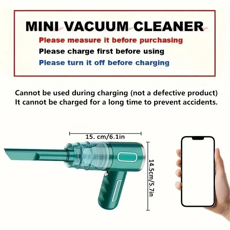 Powerful Cordless Handheld Vacuum for Car, Home, Pet Hair, Rechargeable, Portable Dustbuster, Strong Suction, Quick Charge, 2-in
