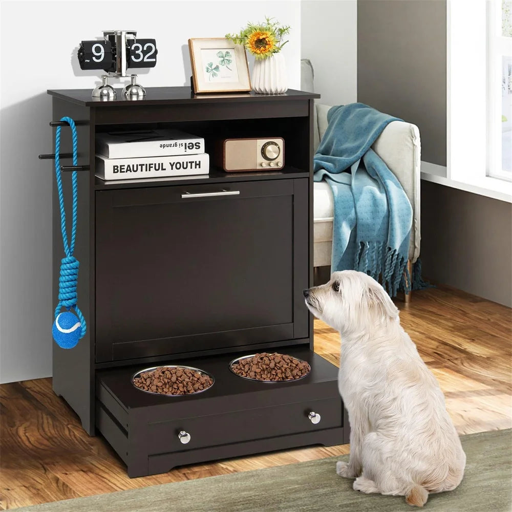 Modern Dog Feeder Station with 2 Elevated Bowls
